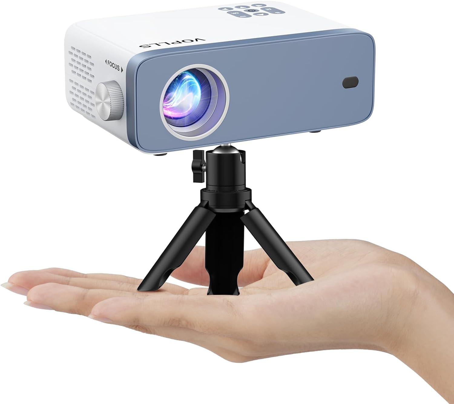 Mini Projector, VOPLLS 1080P Full HD Supported Video Projector, Portable Outdoor Home Theater Movie Projector, 50% Zoom, Compatible with HDMI, USB, AV, Smartphone/Tablet/Laptop/PC/TV Box